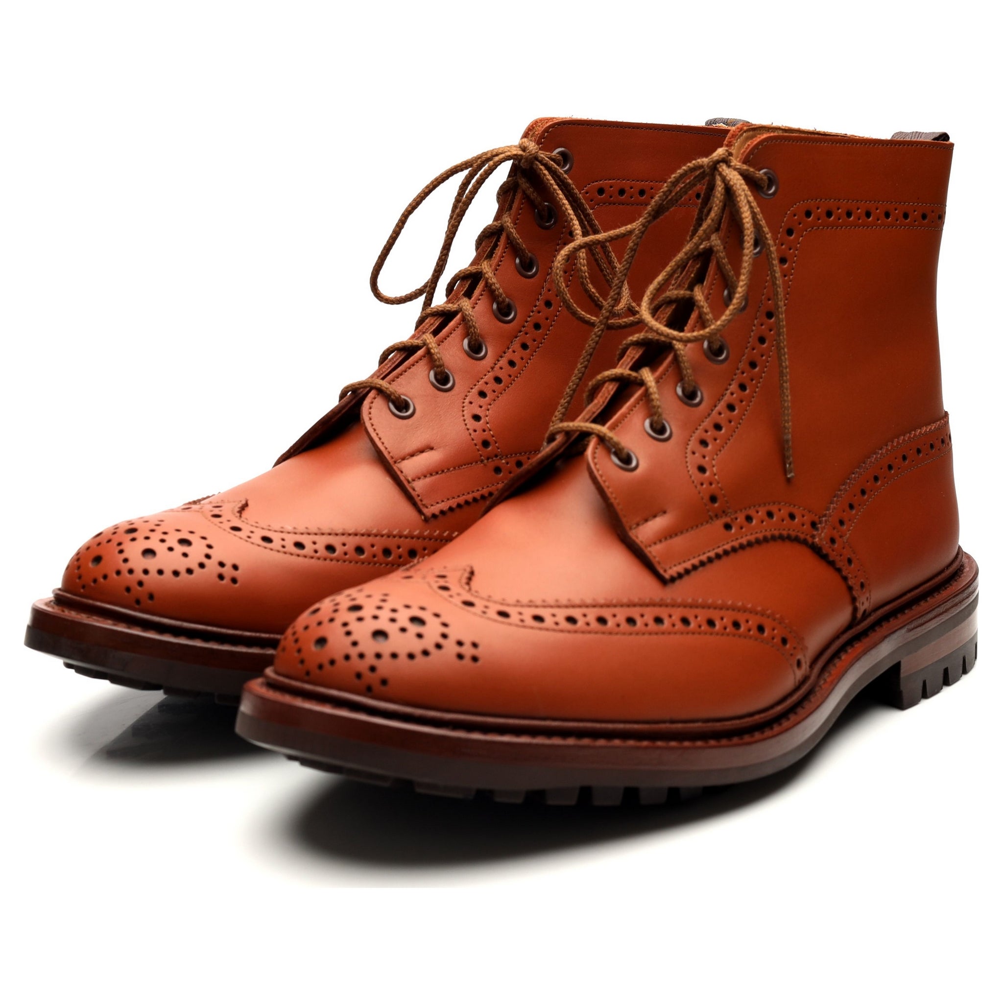 Malton' Tan Brown Leather Brogue Boots UK 11 - Abbot's Shoes