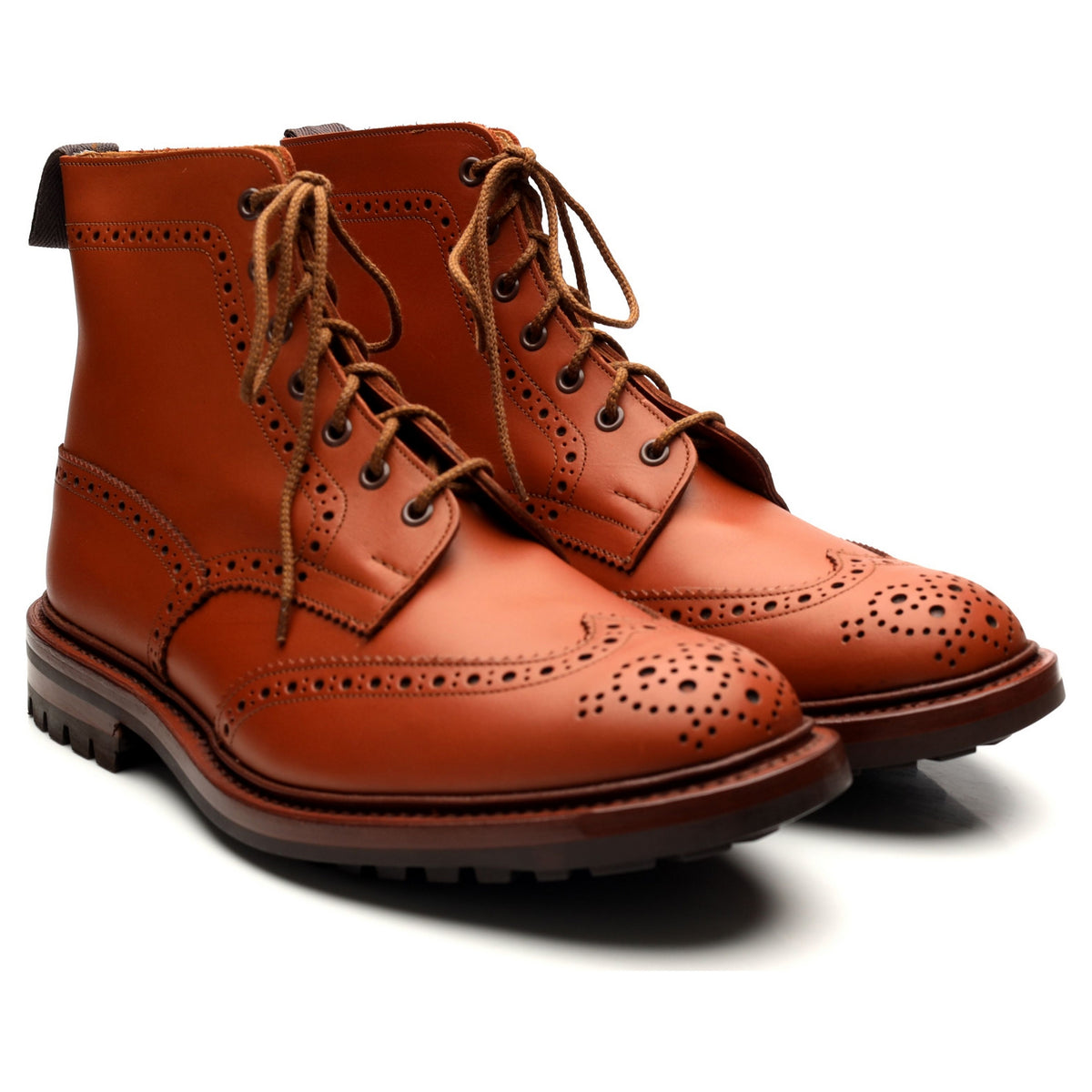 &#39;Malton&#39; Tan Brown Leather Brogue Boots UK 11