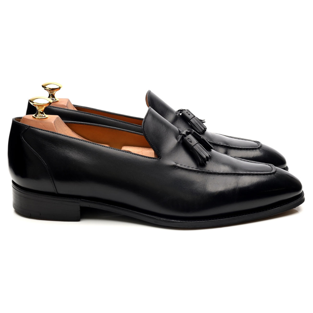&#39;Corniche&#39; Black Leather Tassel Loafers UK 9.5 F