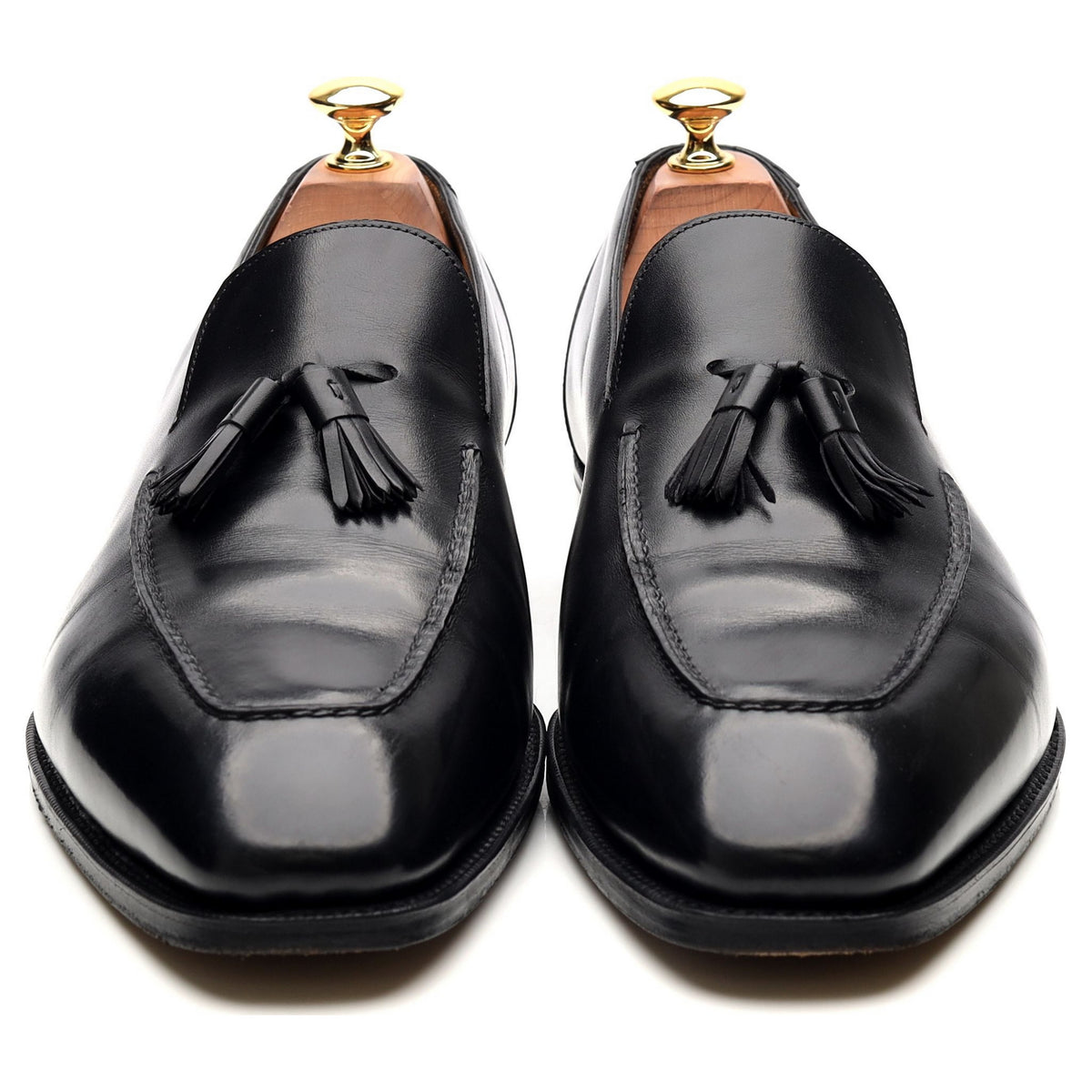 &#39;Corniche&#39; Black Leather Tassel Loafers UK 9.5 F