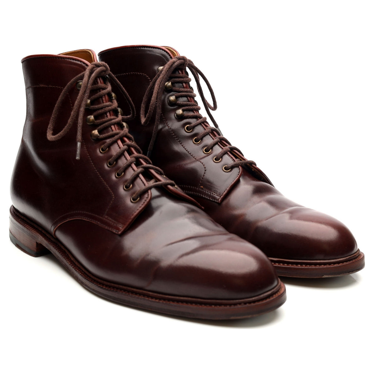 &#39;101637&#39; Burgundy Cordovan Leather Boots UK 10.5 E