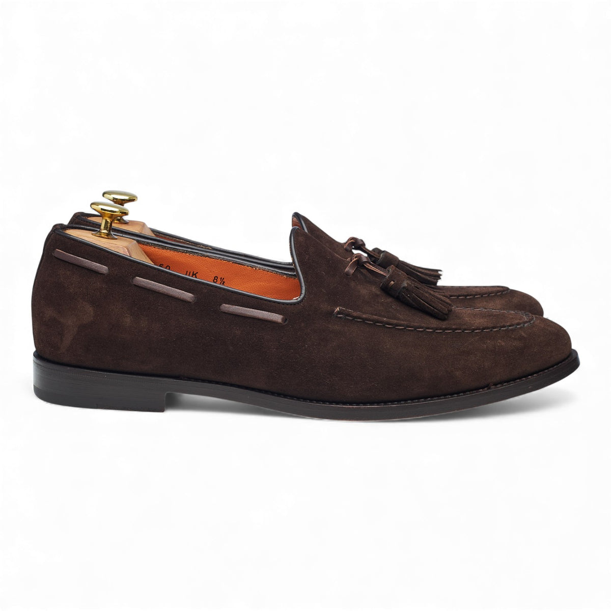 Dark Brown Suede Tassel Loafers UK 8.5 F