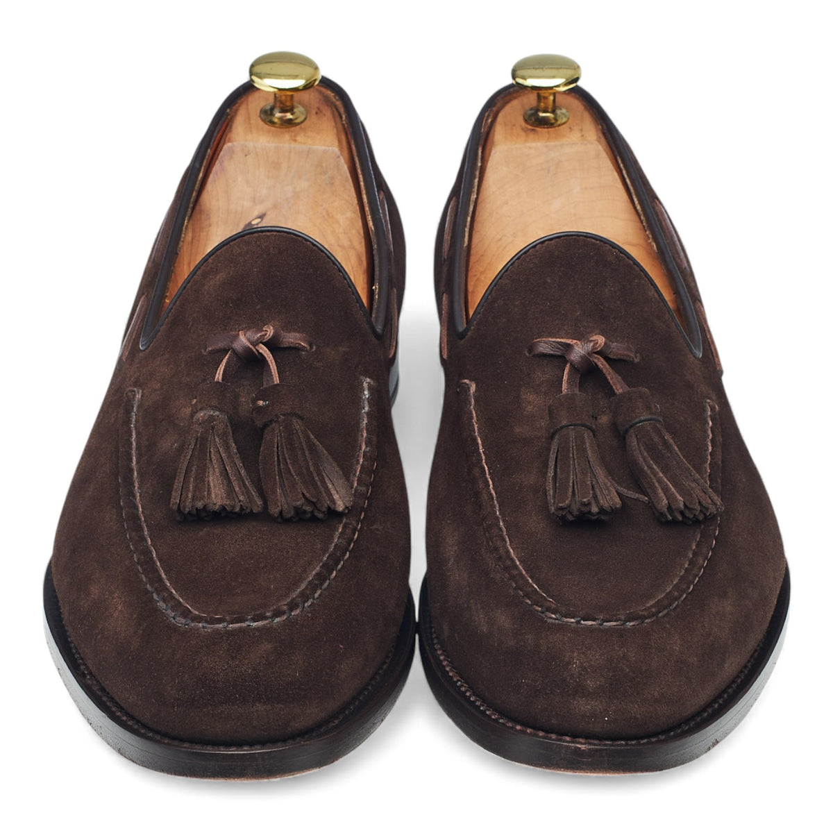 Dark Brown Suede Tassel Loafers UK 8.5 F