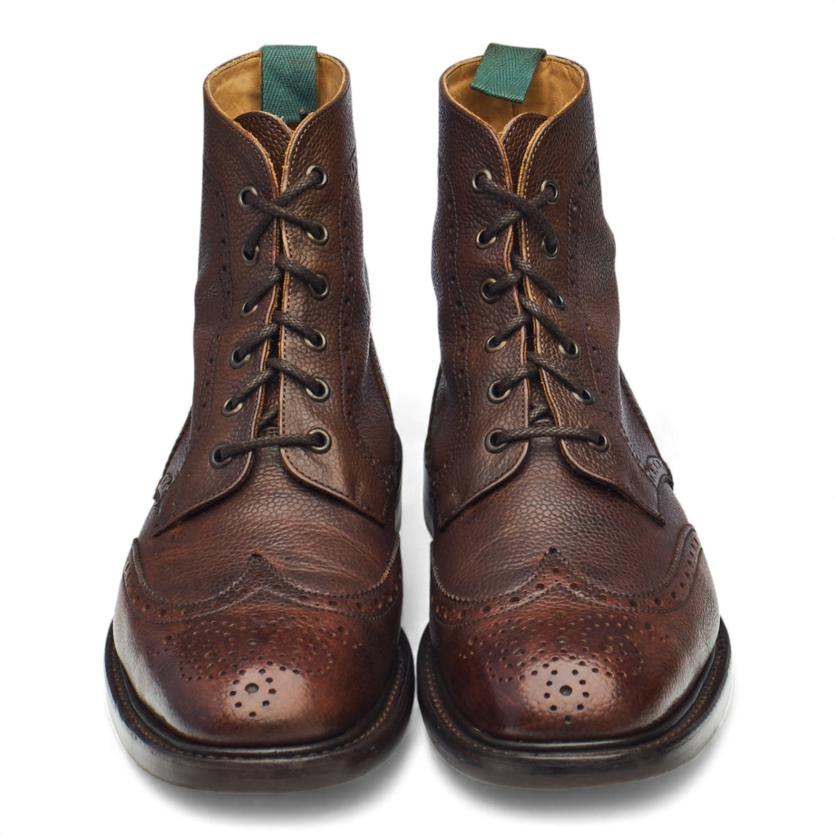 Brown Grain Leather Brogues Boots UK 10