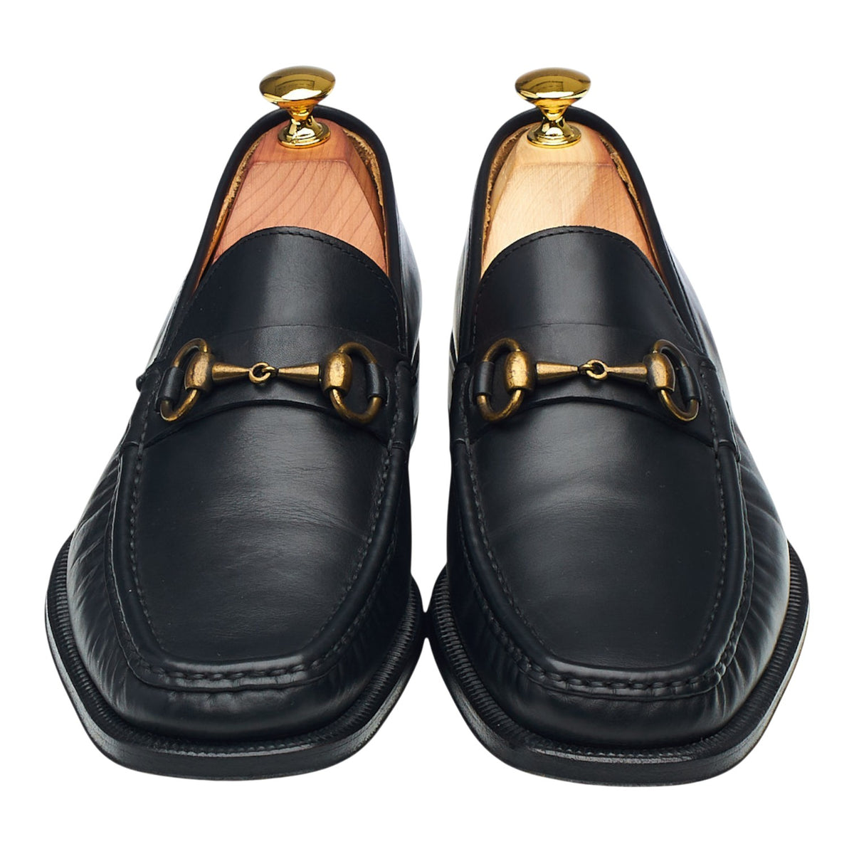 'Carrara lll' Black Leather Moccasins Horsebit Loafers UK 7 F