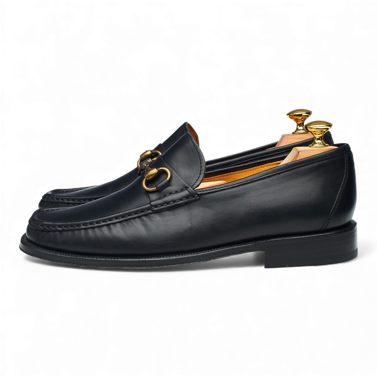 'Carrara lll' Black Leather Moccasins Horsebit Loafers UK 7 F