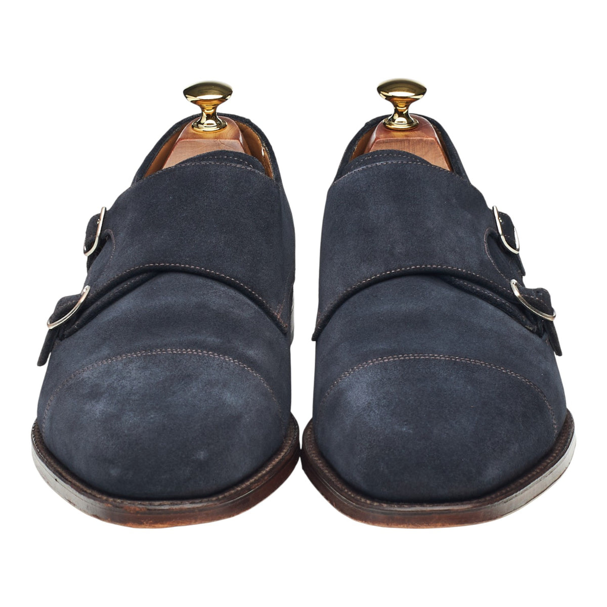 1880 'Cannon' Navy Blue Suede Double Monk Strap UK 10 F
