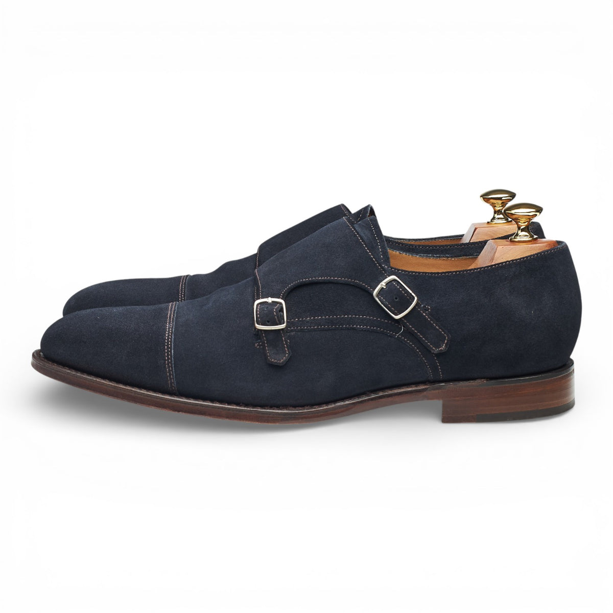 1880 'Cannon' Navy Blue Suede Double Monk Strap UK 10 F