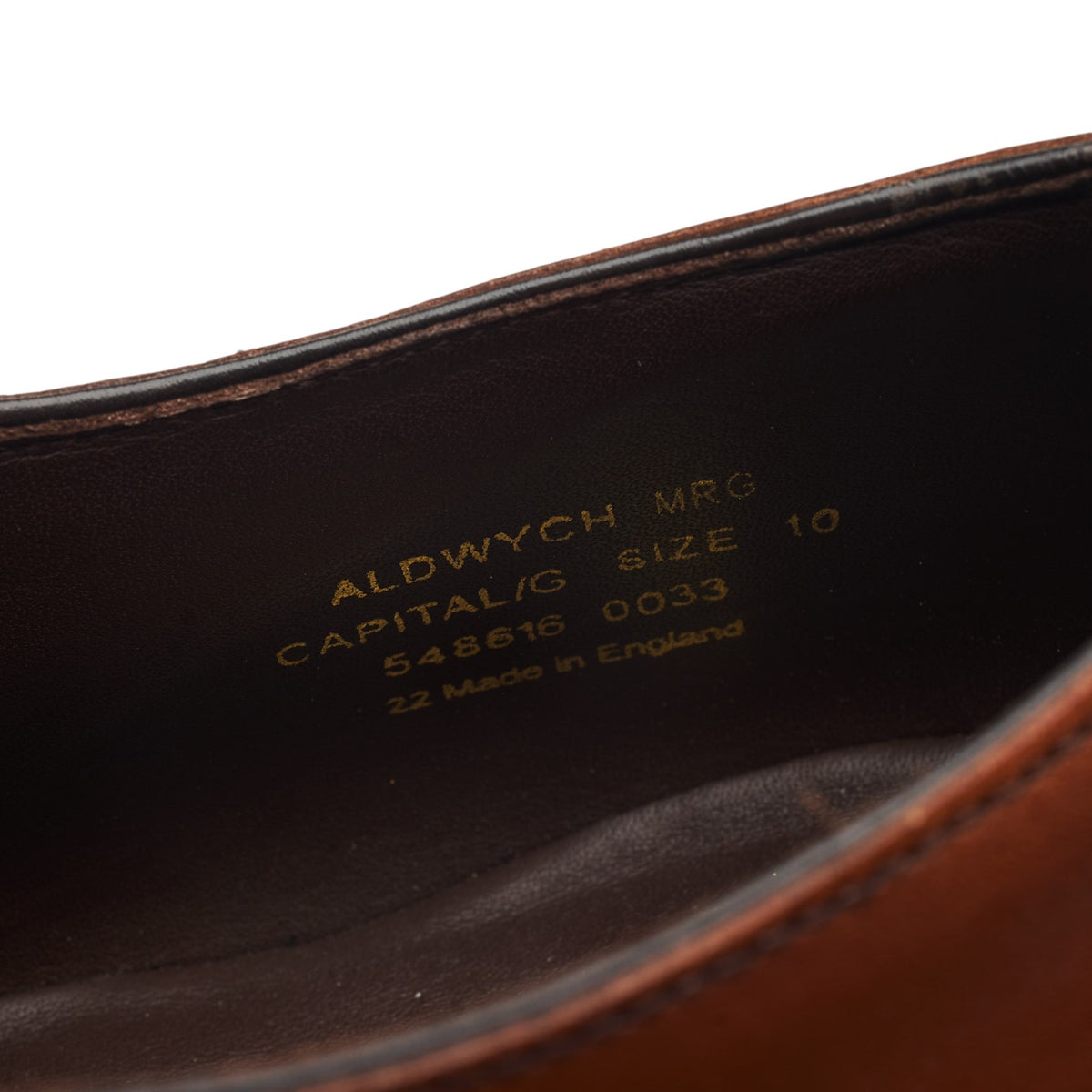 1880 'Aldwych' Tan Brown Leather Oxford UK 10 G