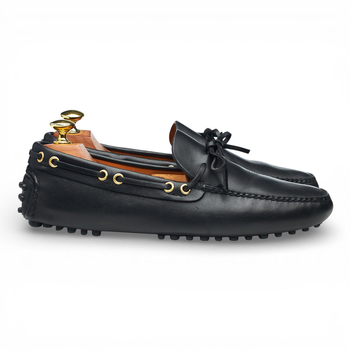 Black Leather Driving Loafers UK 7.5