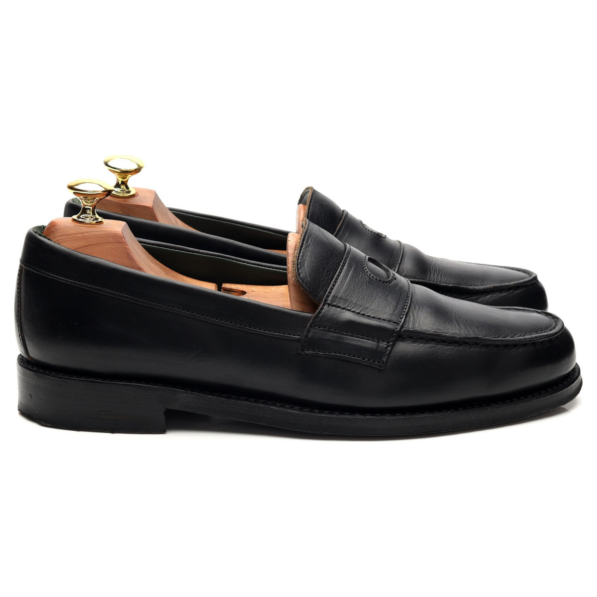 &#39;Charles&#39; Black Leather Loafers UK 8