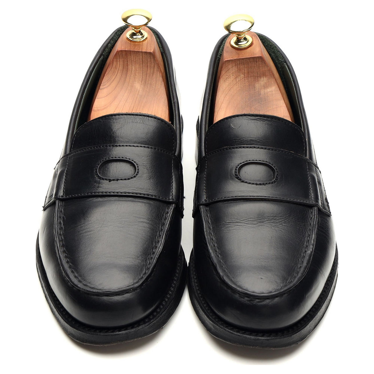 &#39;Charles&#39; Black Leather Loafers UK 8