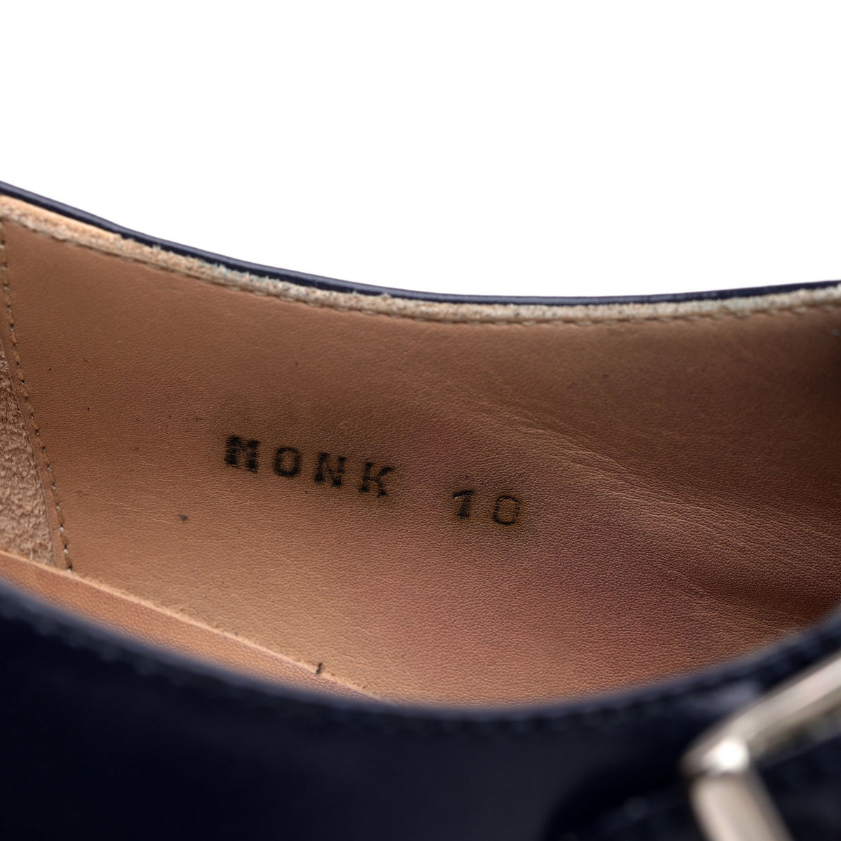 &#39;Monk&#39; Navy Blue Leather Double Monk Strap UK 10