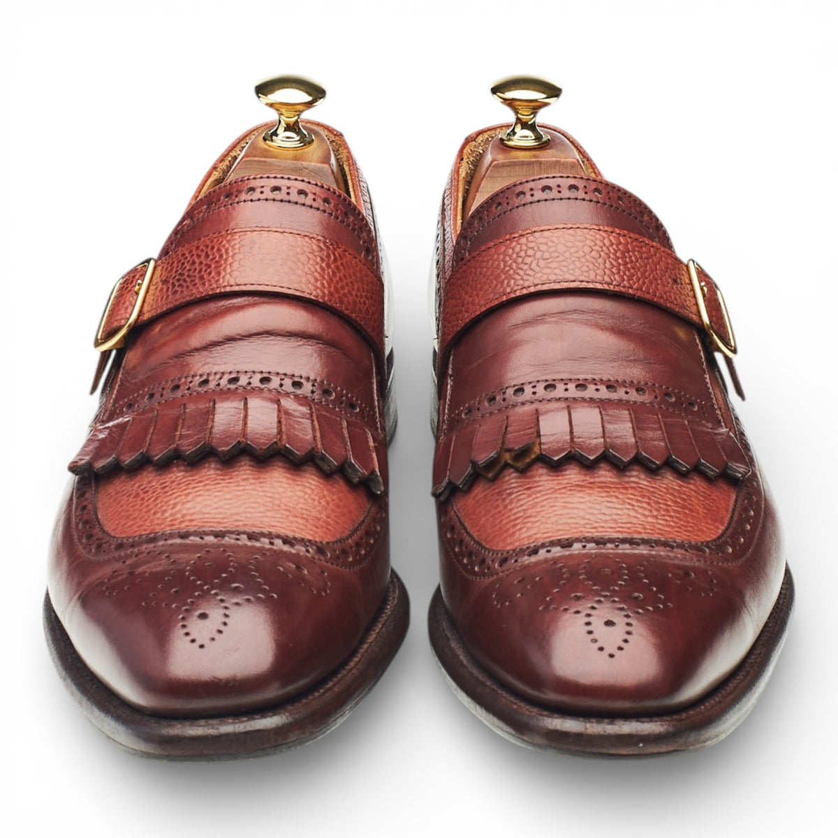 Herring 'Montpellier' Tan Brown Leather Monk Strap UK 9 F