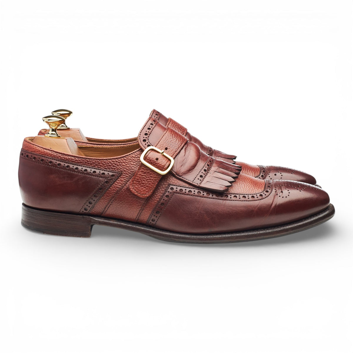 Herring 'Montpellier' Tan Brown Leather Monk Strap UK 9 F