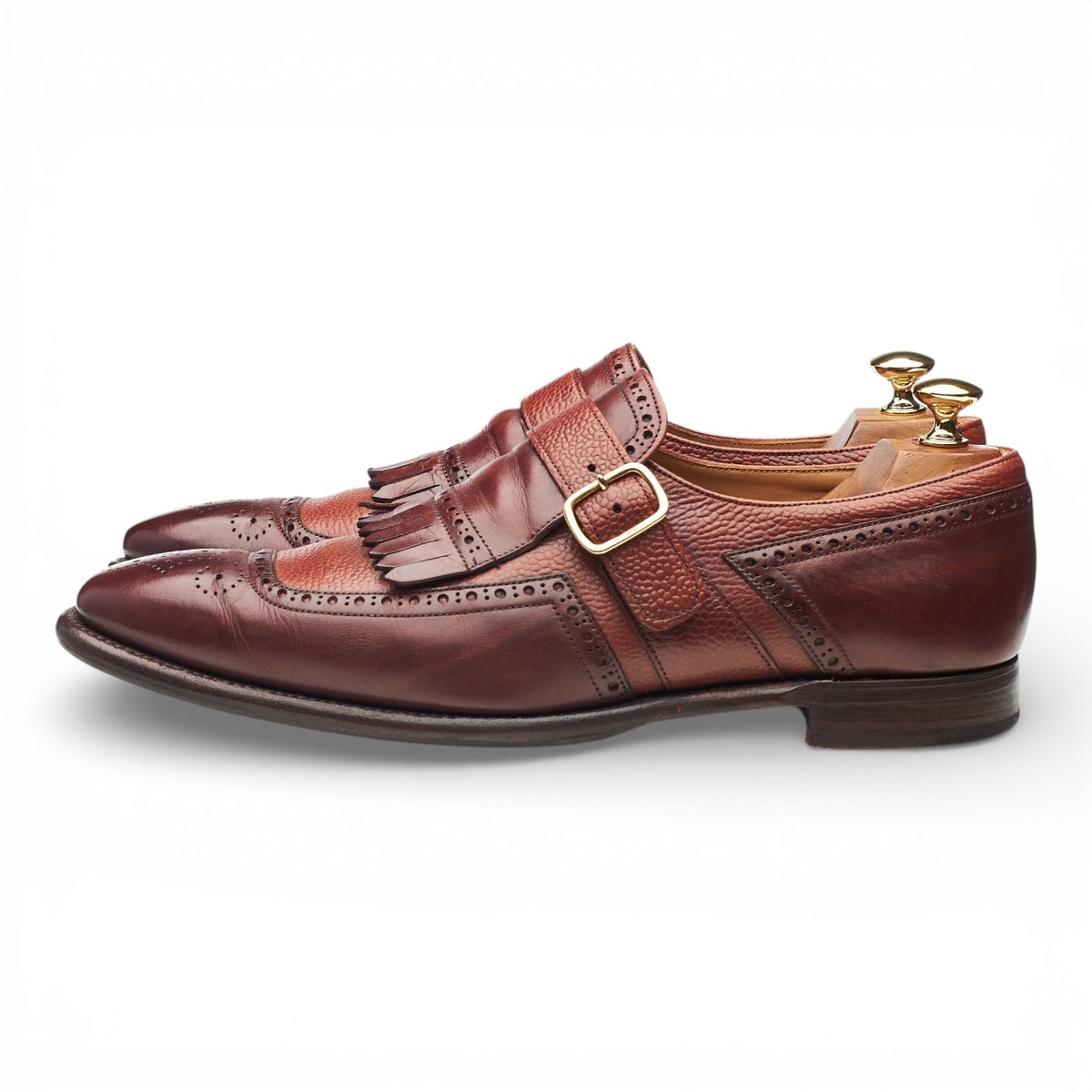 Herring 'Montpellier' Tan Brown Leather Monk Strap UK 9 F