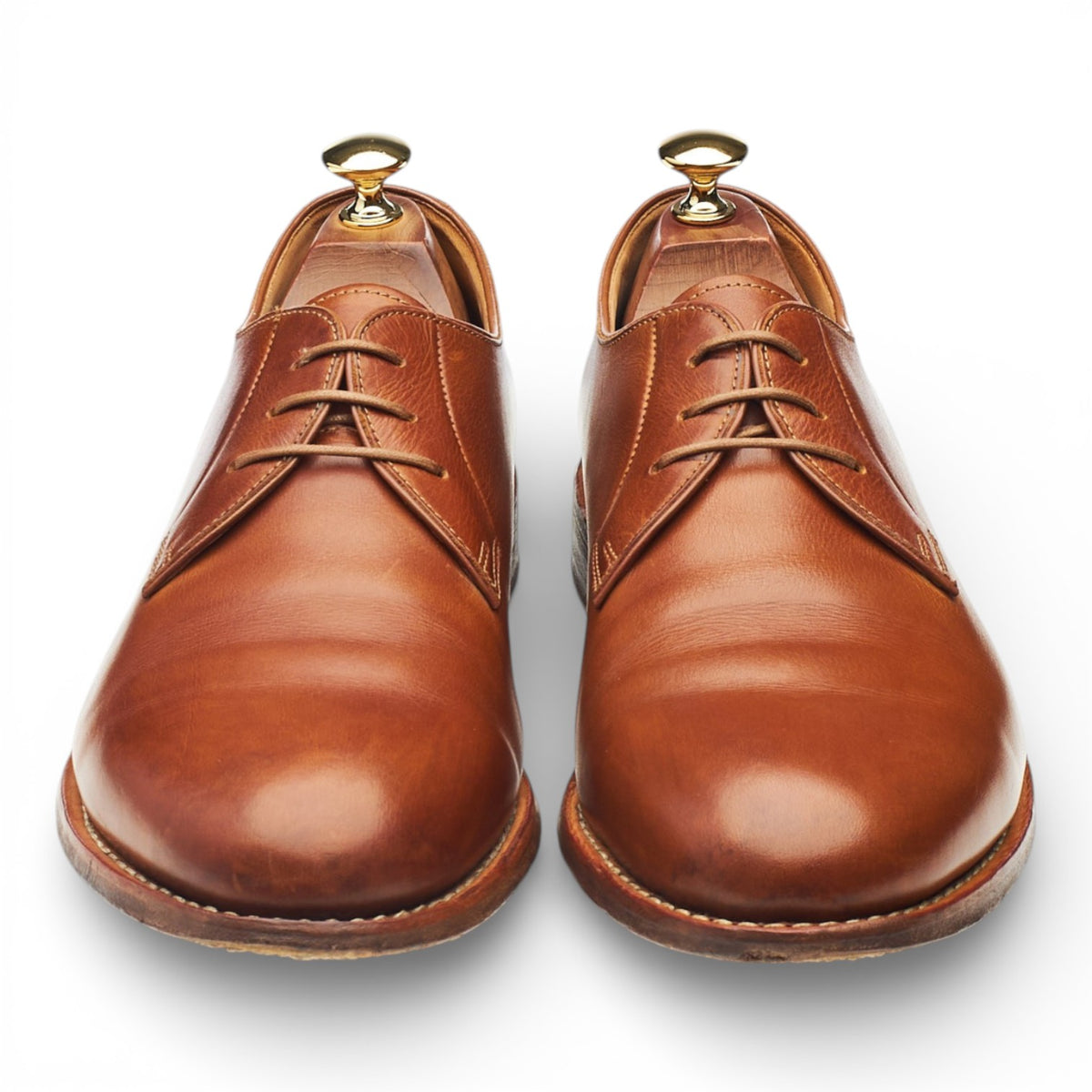 Tan Brown Leather Plain Toe Derby UK 9.5
