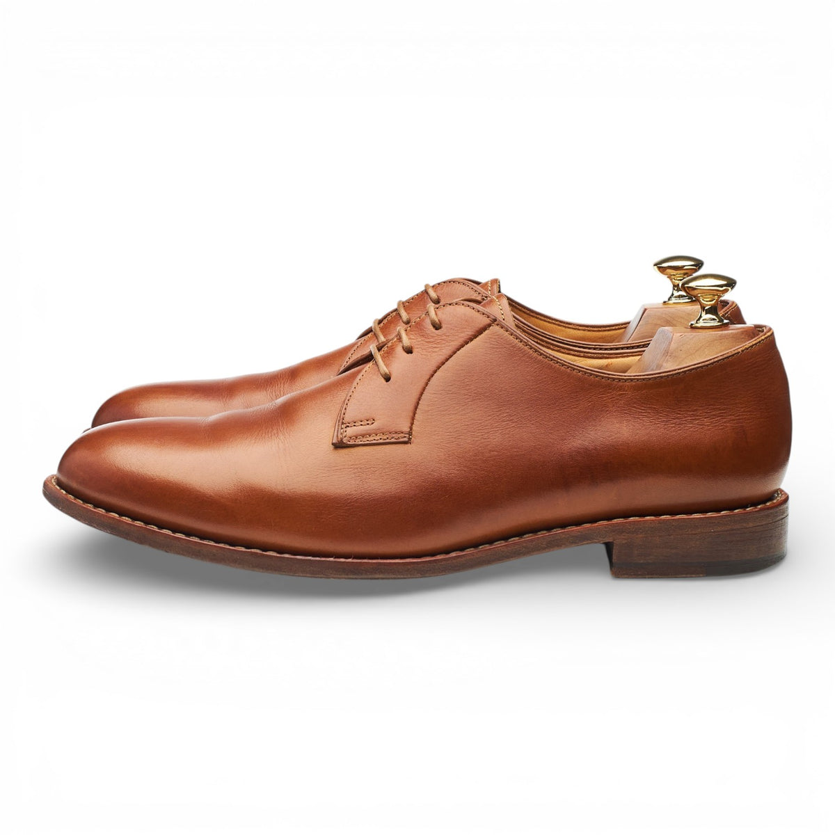 Tan Brown Leather Plain Toe Derby UK 9.5