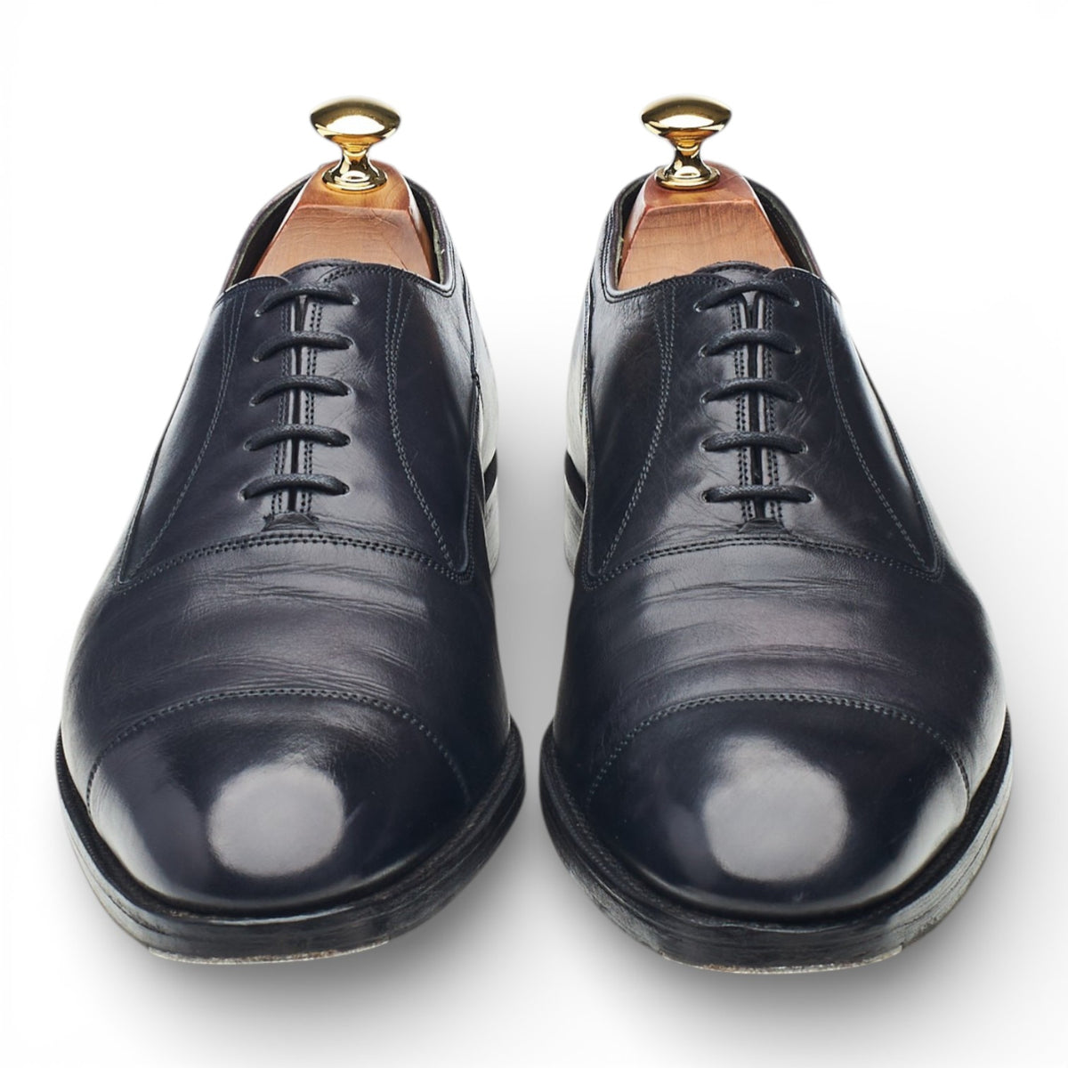 Gieves & Hawkes Navy Blue Leather Oxford UK 9 F