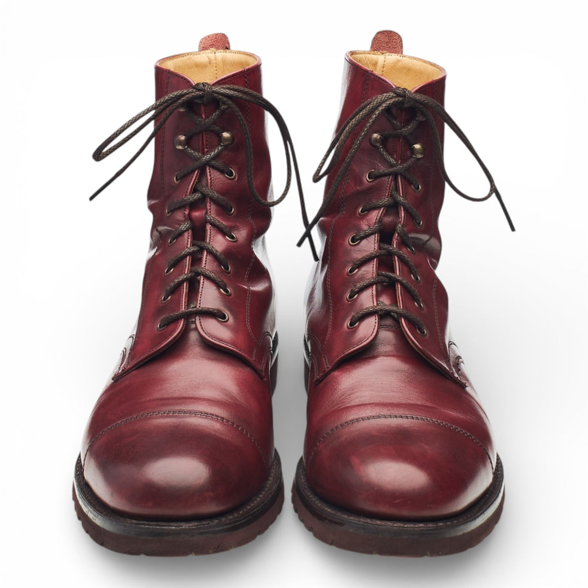 'Trafalgar' Burgundy Leather Cap Toe Boots UK 9 F