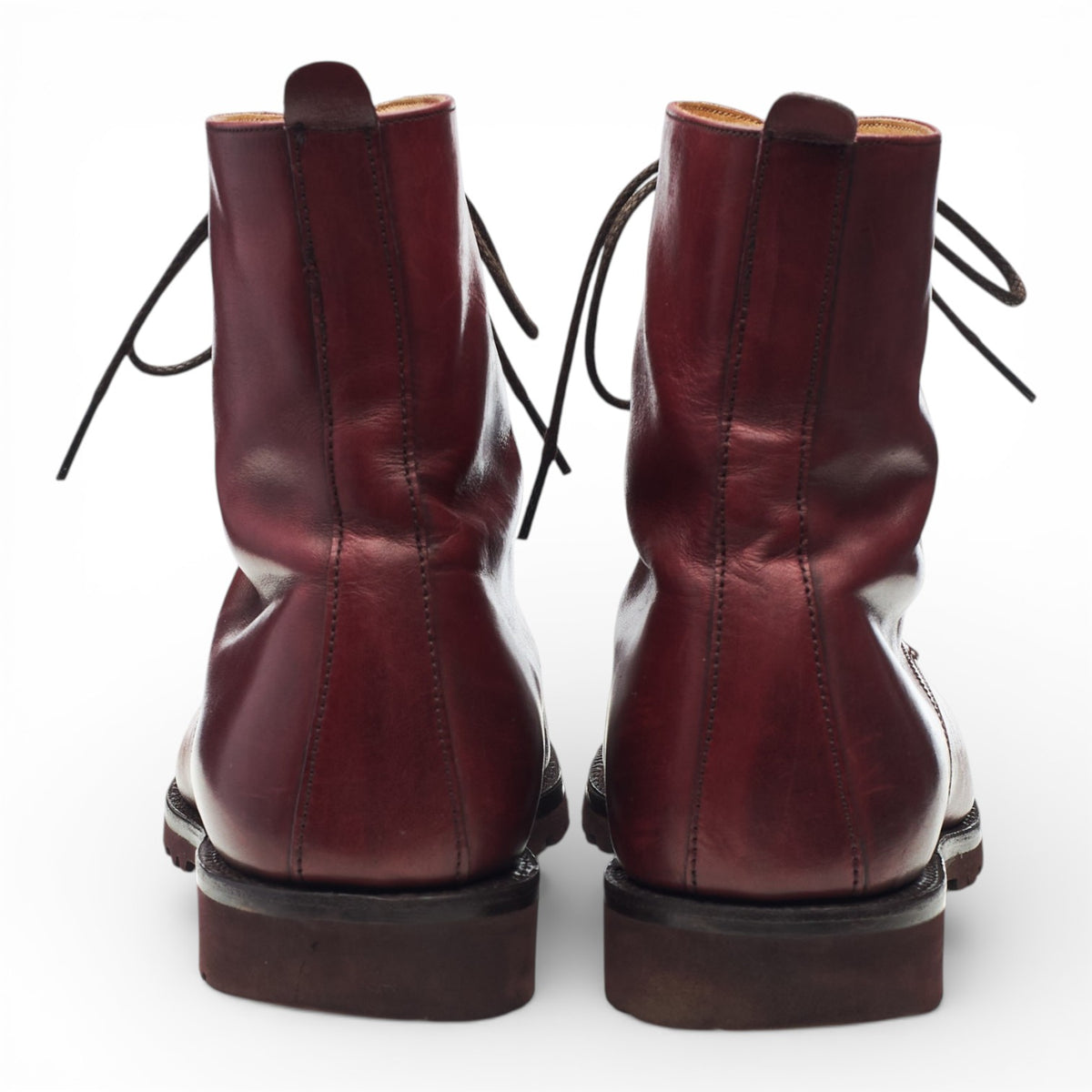 'Trafalgar' Burgundy Leather Cap Toe Boots UK 9 F
