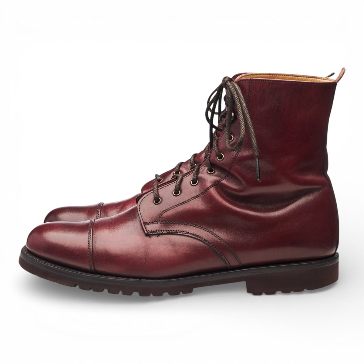 'Trafalgar' Burgundy Leather Cap Toe Boots UK 9 F