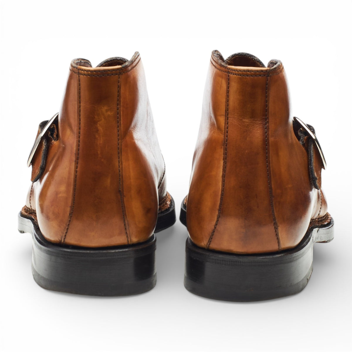 'Visionario' Tan Brown Leather Monk Strap Boots UK 9.5