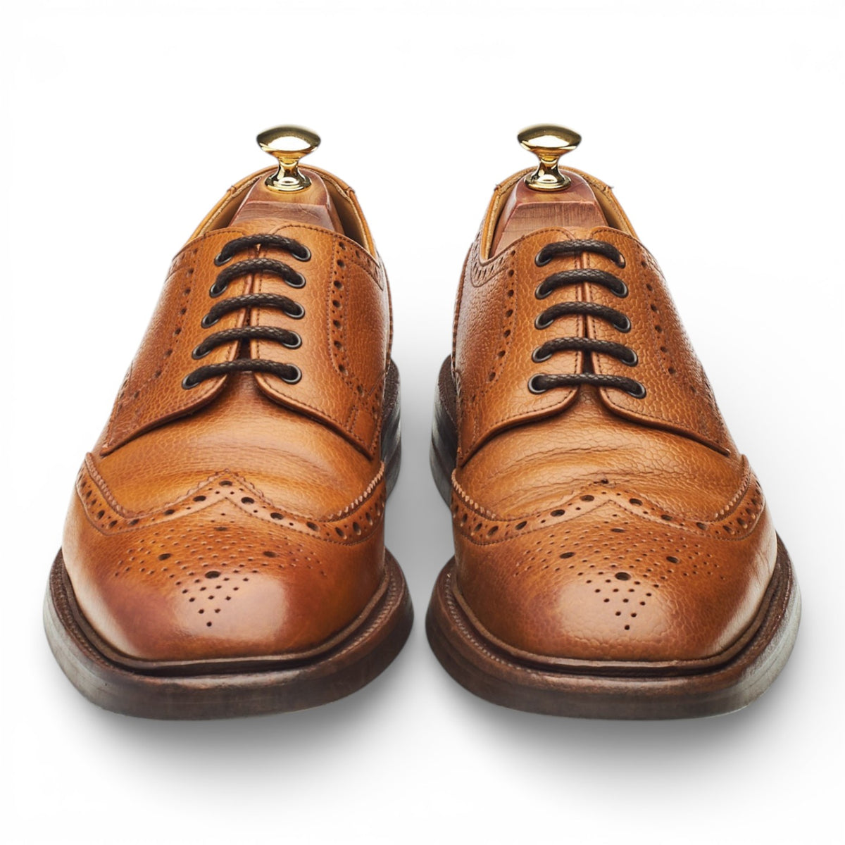 1880 'Badminton 2' Tan Brown Grain Leather Derby Brogues UK 9 F