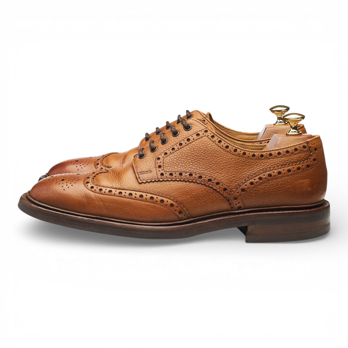 1880 'Badminton 2' Tan Brown Grain Leather Derby Brogues UK 9 F