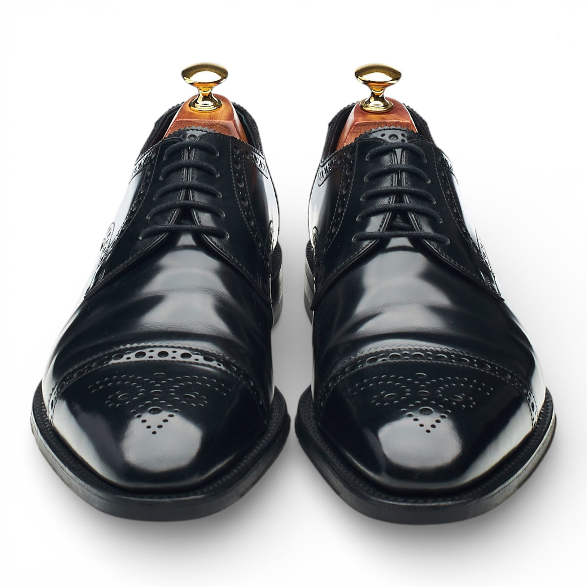 'Eldon' Black Leather Derby Brogues UK 9 F