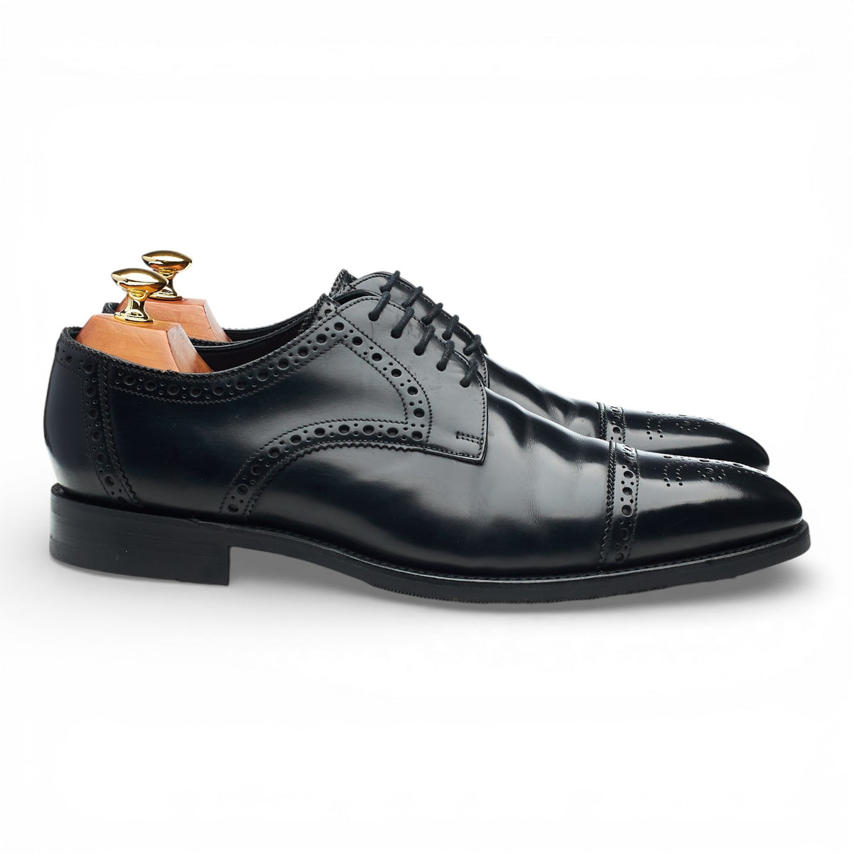 'Eldon' Black Leather Derby Brogues UK 9 F