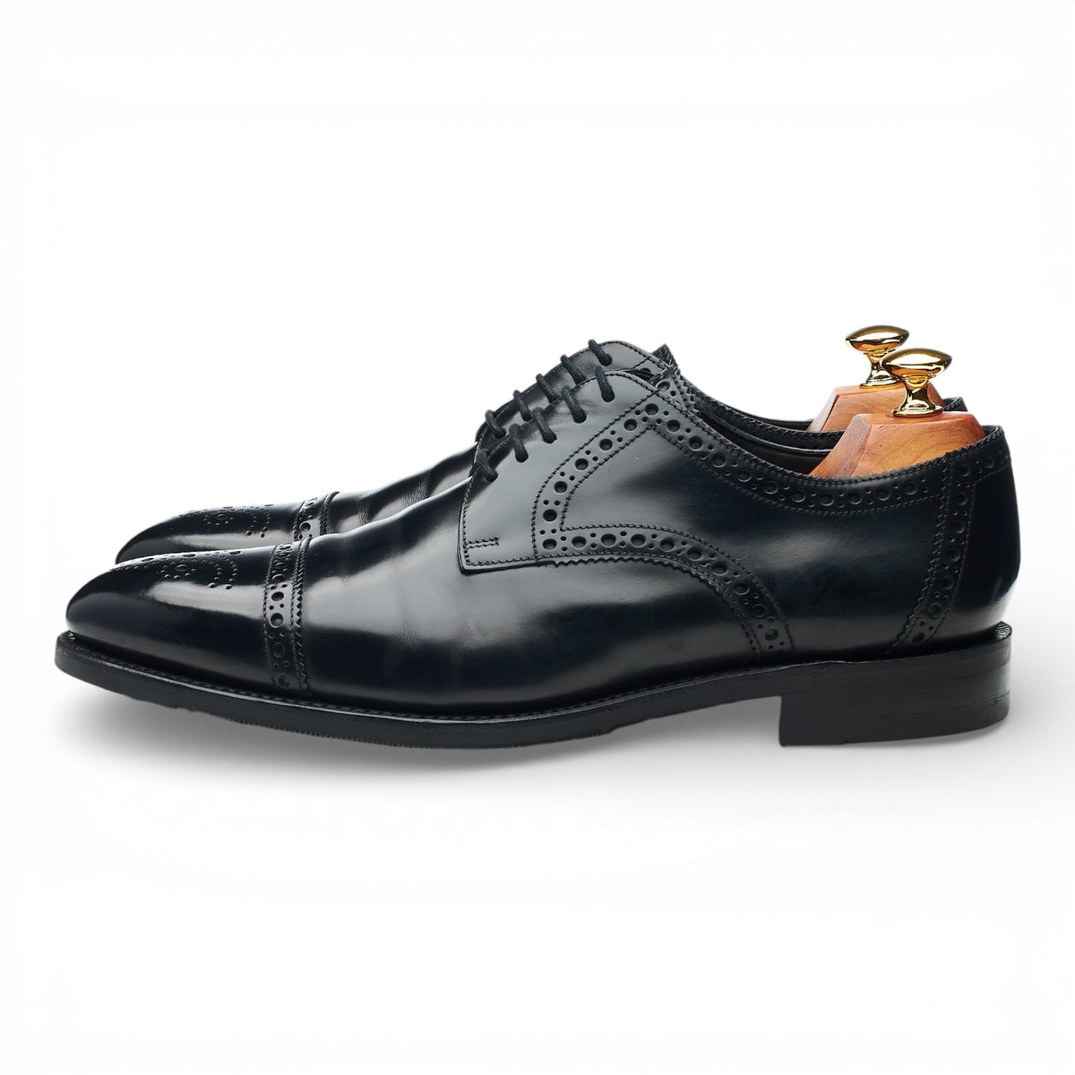 'Eldon' Black Leather Derby Brogues UK 9 F