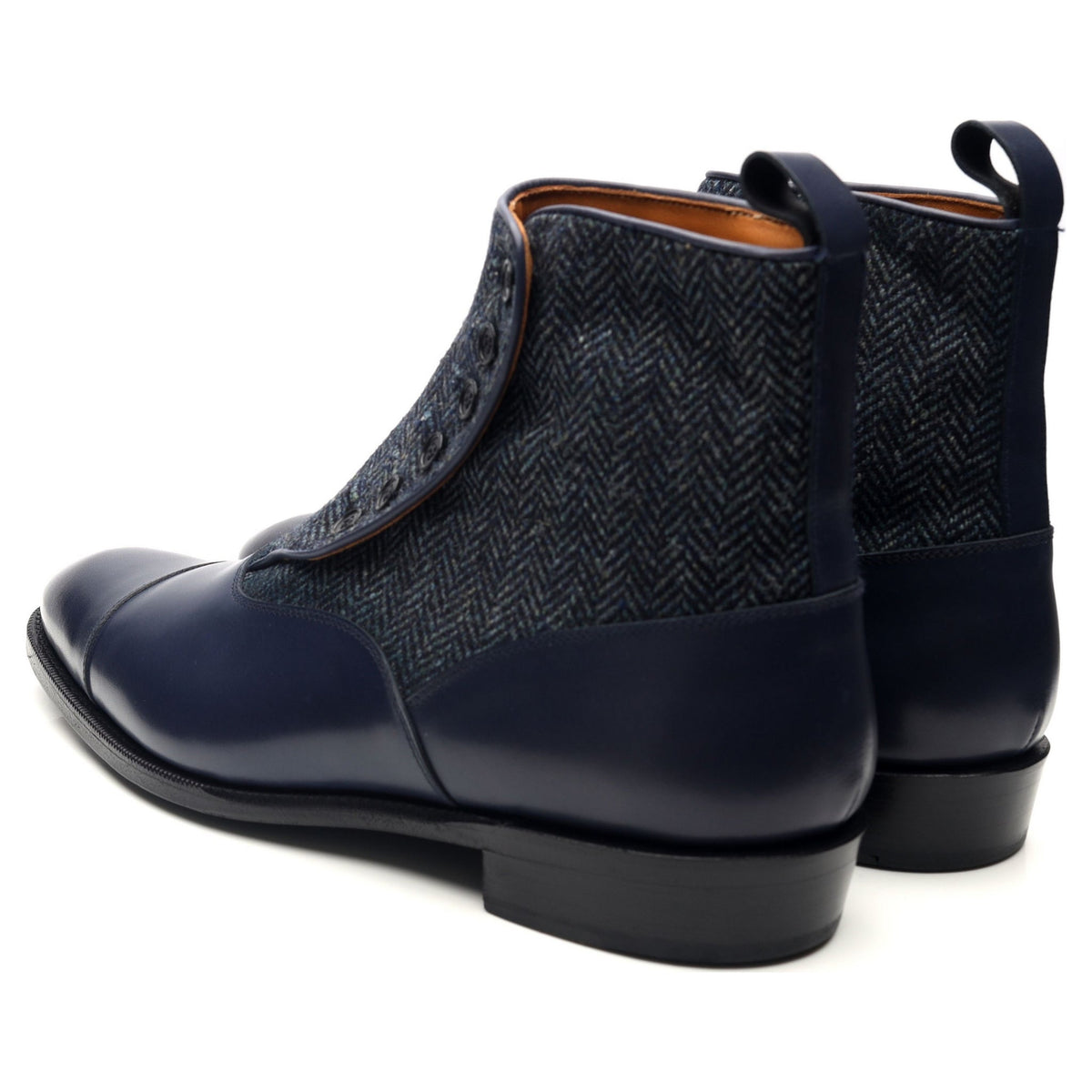 &#39;Bellevue&#39; Blue Leather Button Boots UK 8.5 E