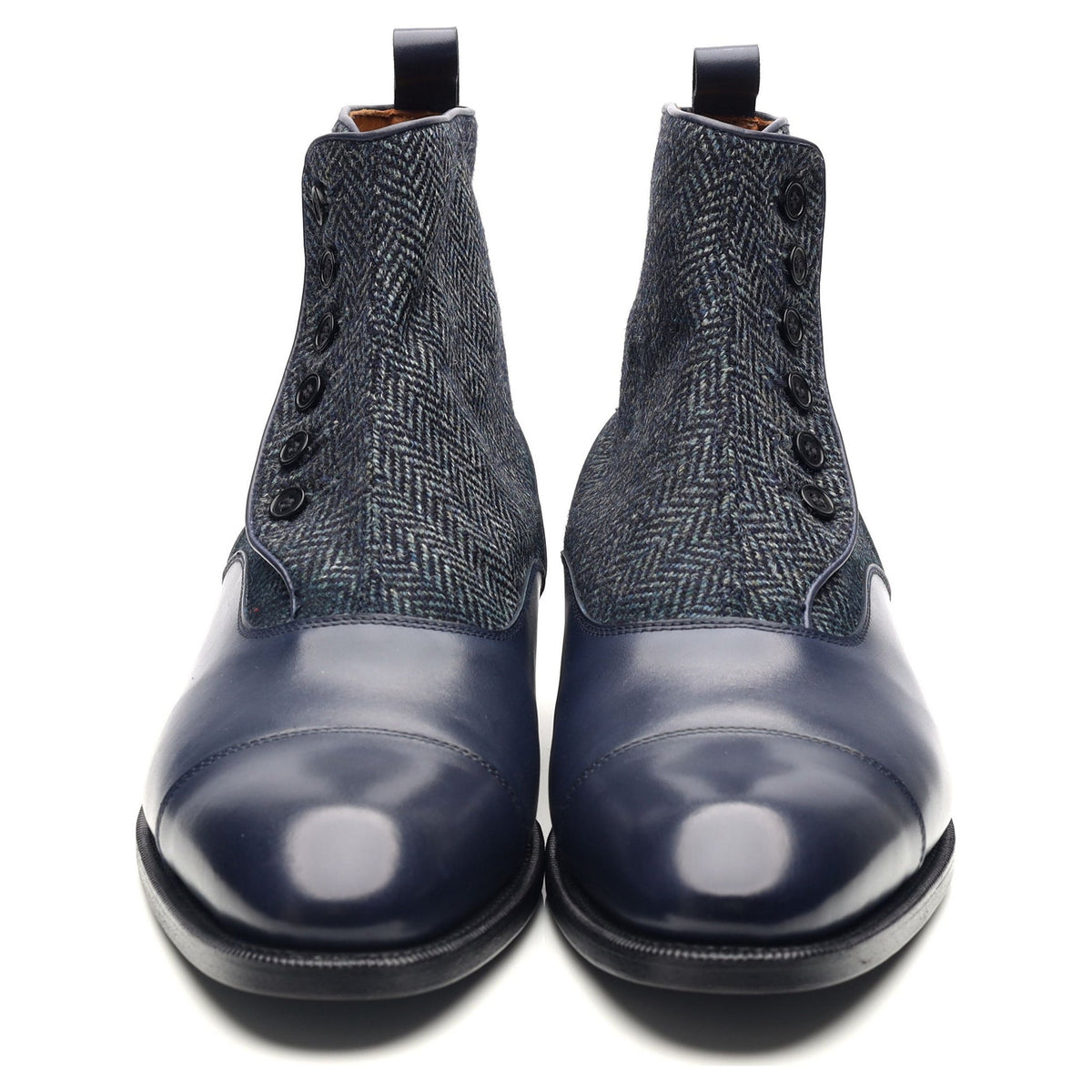 &#39;Bellevue&#39; Blue Leather Button Boots UK 9 E