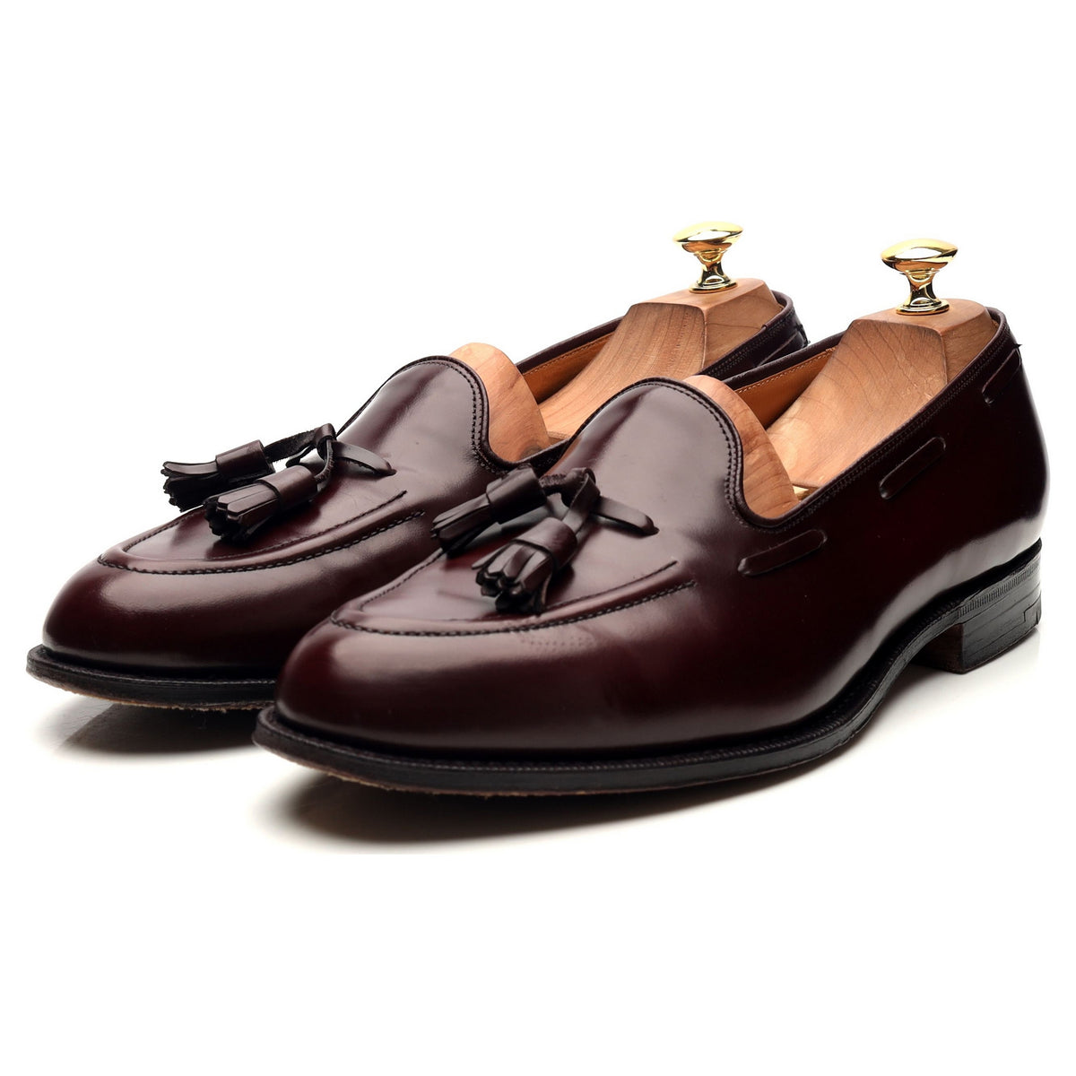 &#39;Keats&#39; Burgundy Leather Tasse Loafers UK 10 F