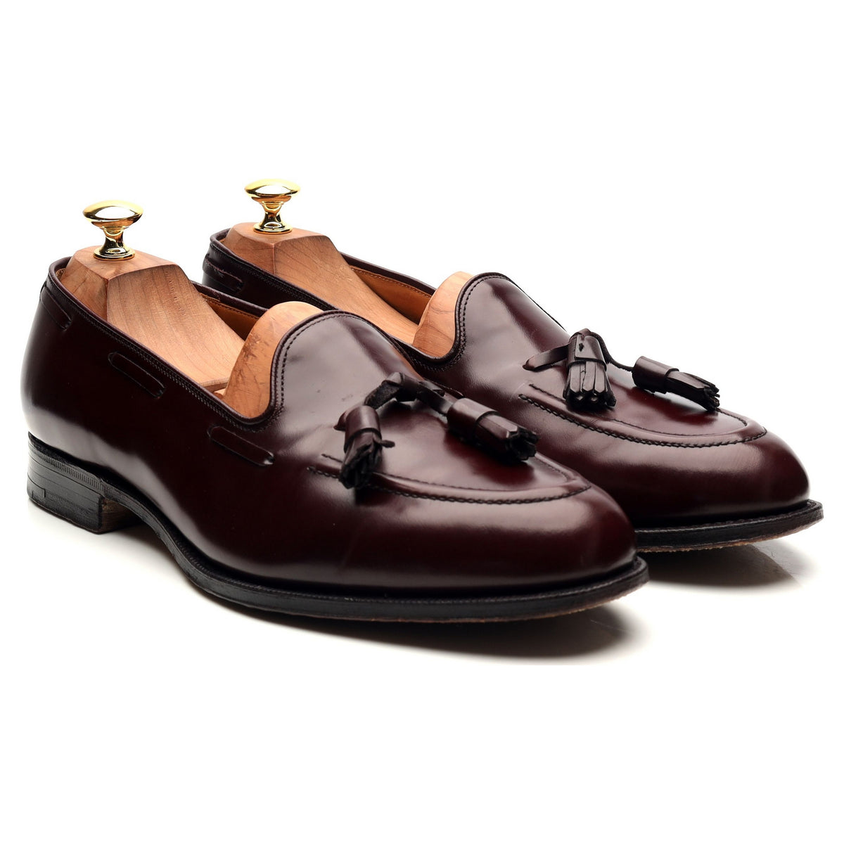 &#39;Keats&#39; Burgundy Leather Tasse Loafers UK 10 F