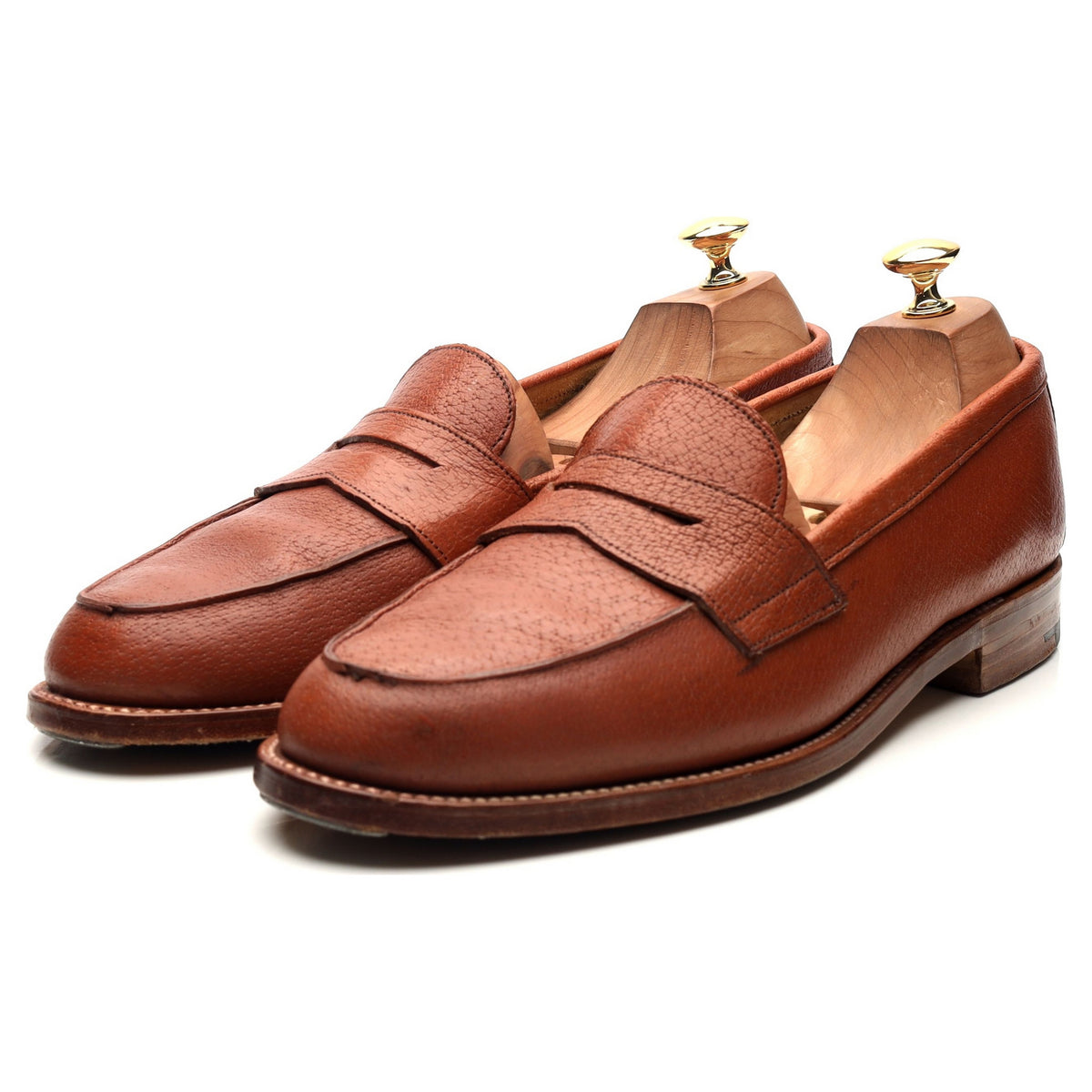 Tan Brown Pigskin Leather Loafers UK 10