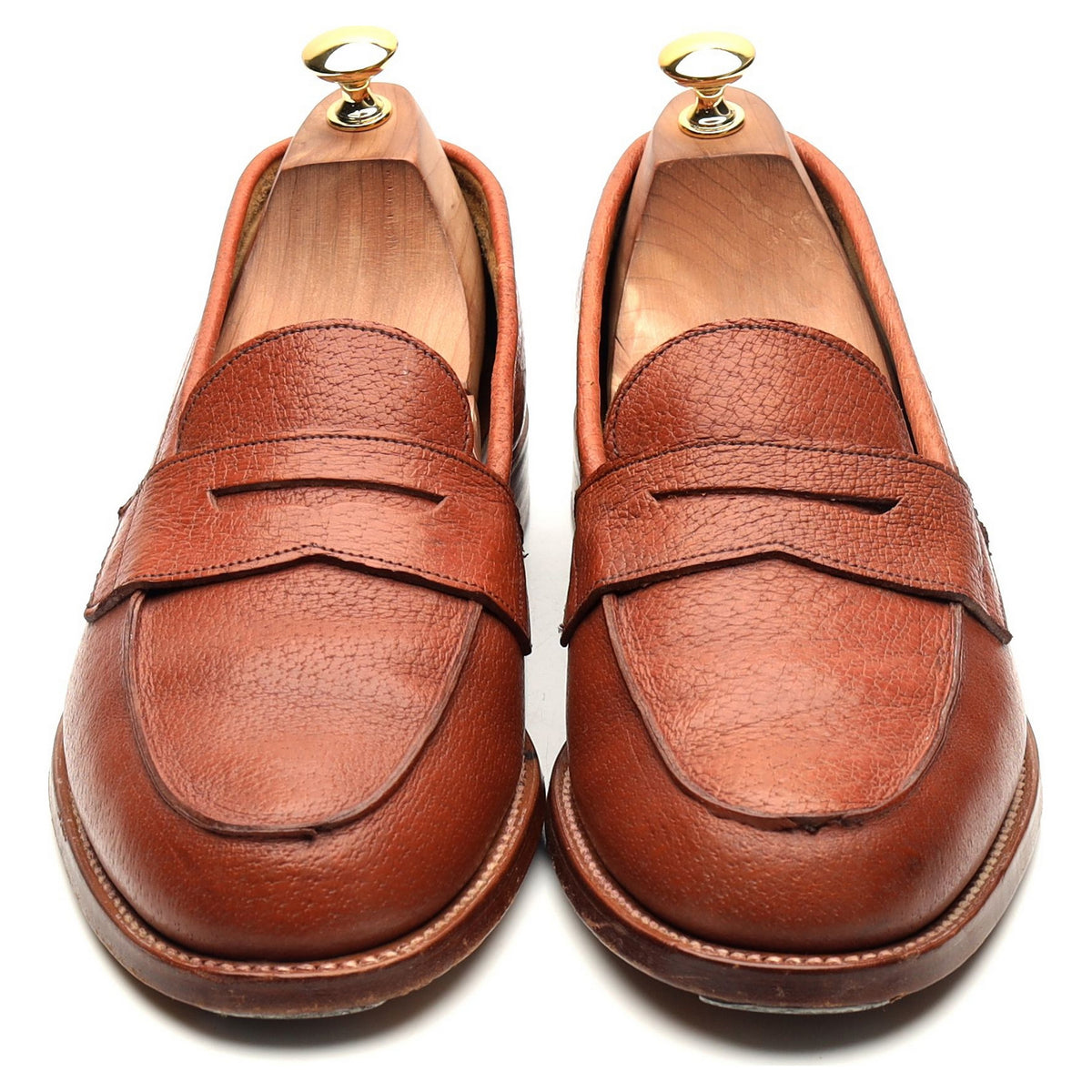 Tan Brown Pigskin Leather Loafers UK 10