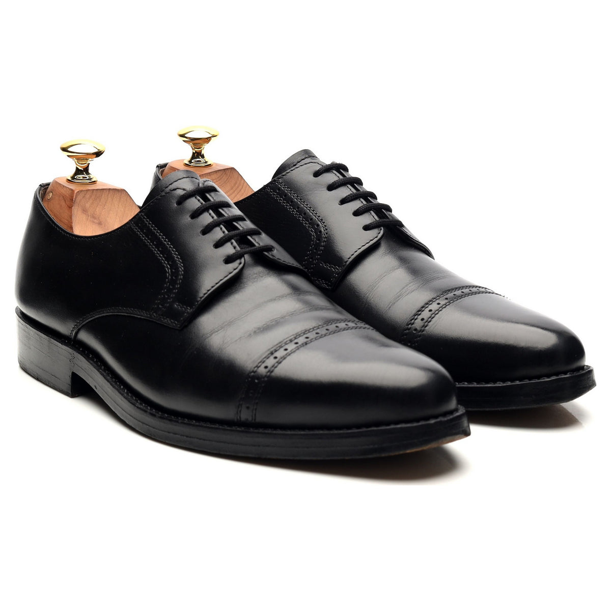 &#39;Milano&#39; Black Leather Derby Brogues UK 6.5 G
