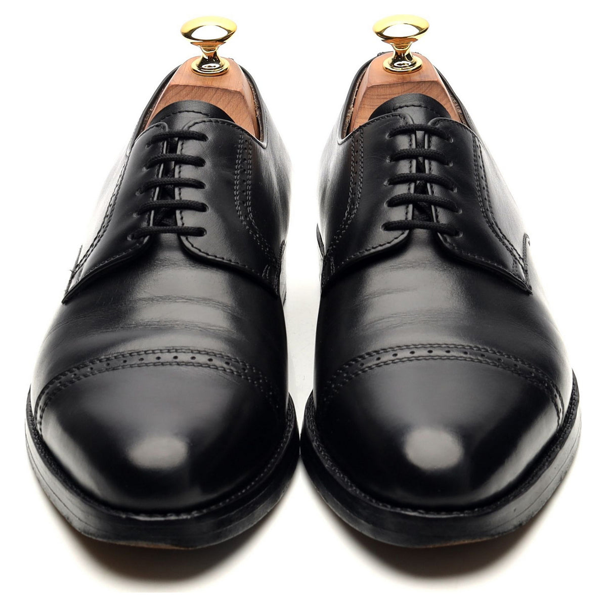 &#39;Milano&#39; Black Leather Derby Brogues UK 6.5 G