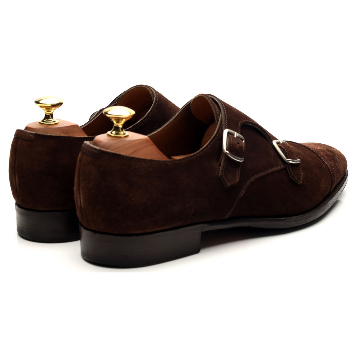 &#39;Westminster&#39; Dark Brown Suede Double Monk Strap UK 8.5 E