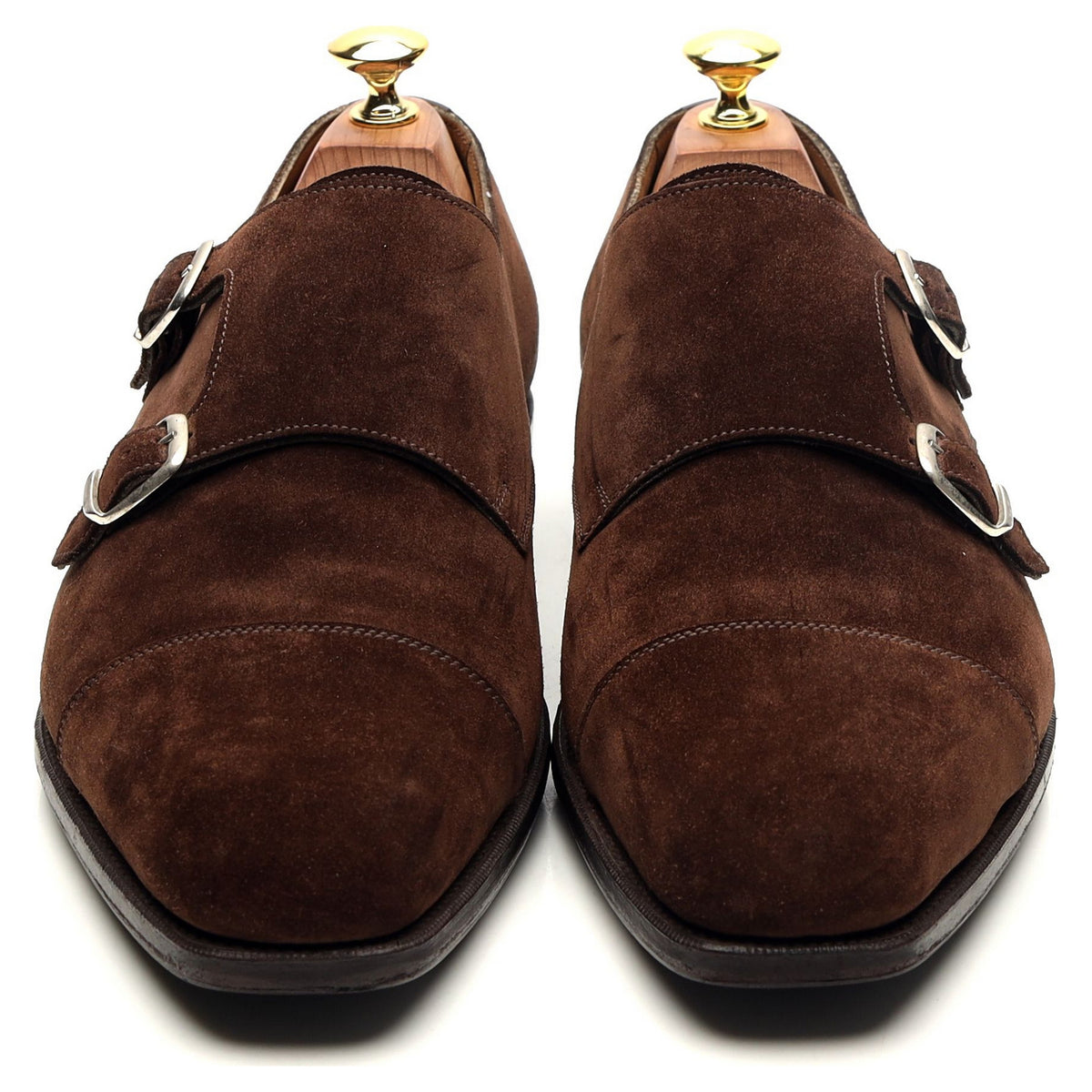 &#39;Westminster&#39; Dark Brown Suede Double Monk Strap UK 8.5 E