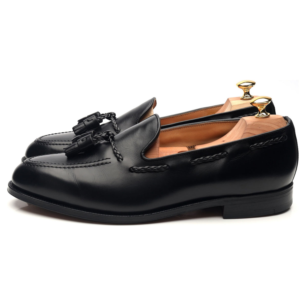 &#39;Barnwell&#39; Black Leather Tassel Loafers UK 11 EX