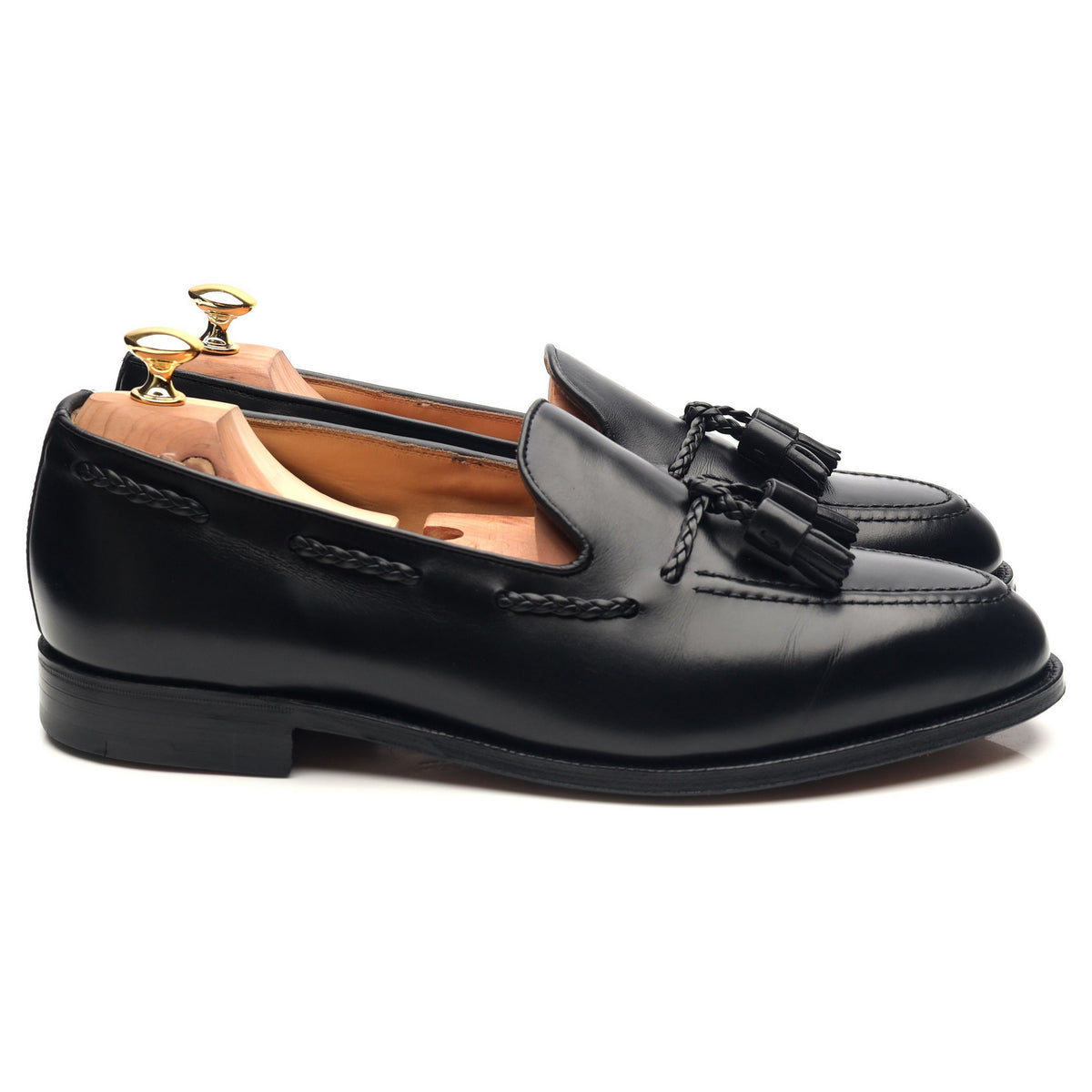 &#39;Barnwell&#39; Black Leather Tassel Loafers UK 11 EX