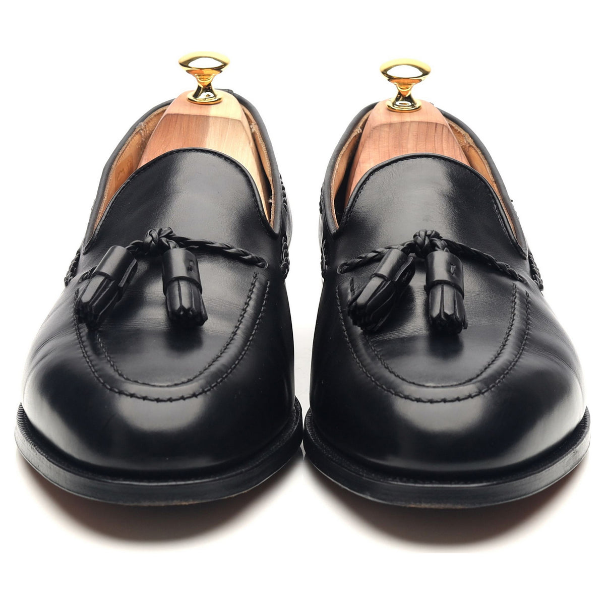&#39;Barnwell&#39; Black Leather Tassel Loafers UK 11 EX
