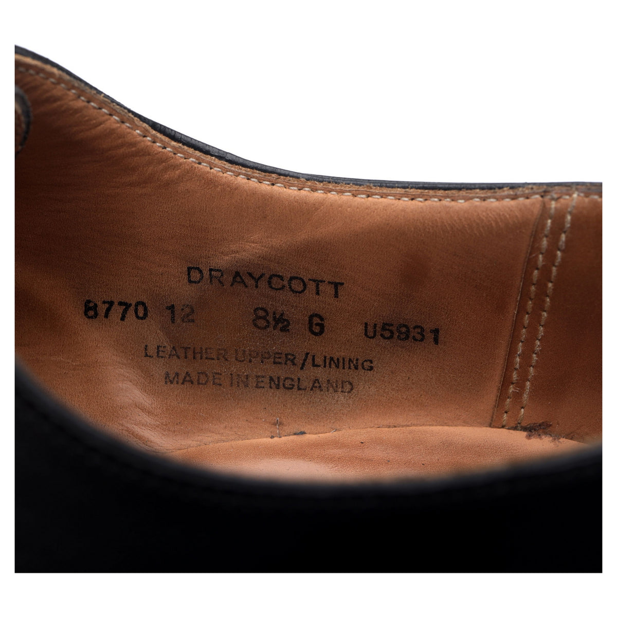 &#39;Draycott&#39; Black Leather Cap Toe Derby UK 8.5 G