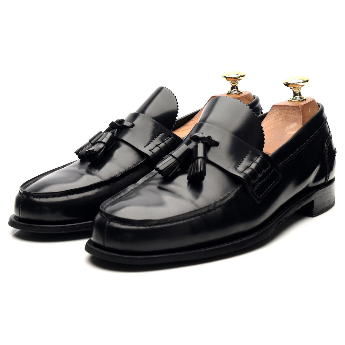 &#39;Dorney&#39; Black Leather Tassel Loafers UK 8 F