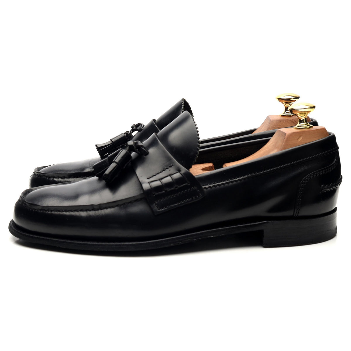 &#39;Dorney&#39; Black Leather Tassel Loafers UK 8 F