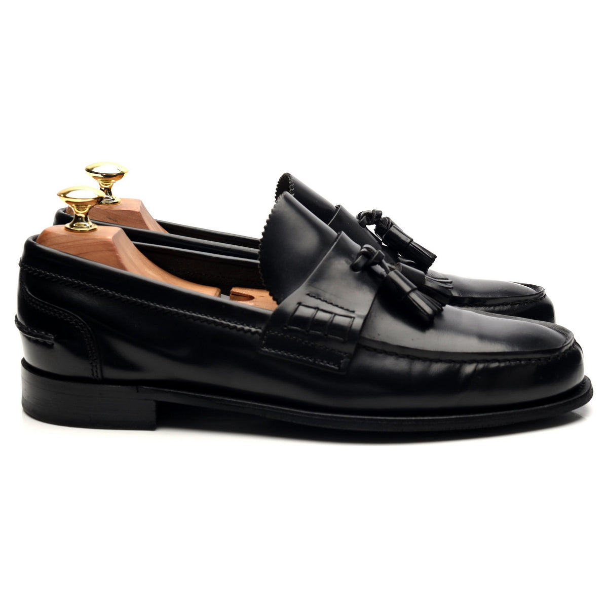 &#39;Dorney&#39; Black Leather Tassel Loafers UK 8 F