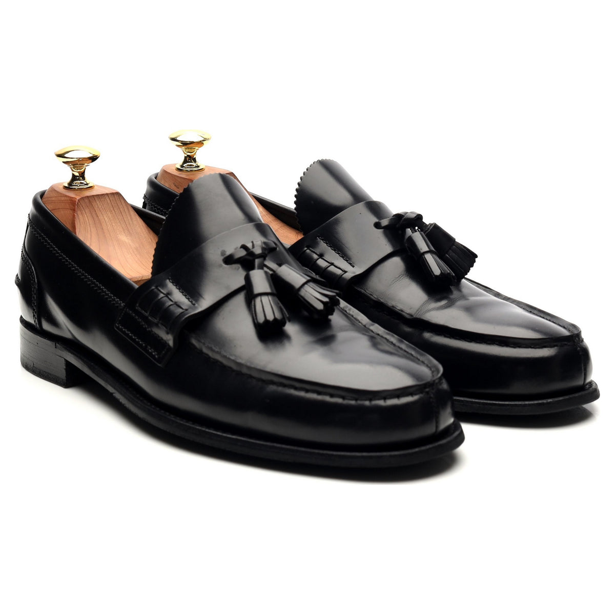 &#39;Dorney&#39; Black Leather Tassel Loafers UK 8 F